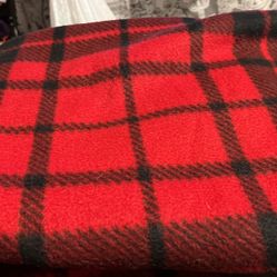 A Lighter Blanket Color Red With Black Stripe. On Sale For 4.00