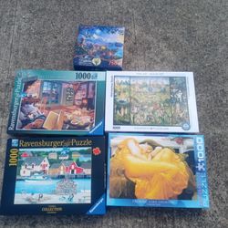 Lot Of 5 Jigsaw Puzzles Ravensburger,Kinkade