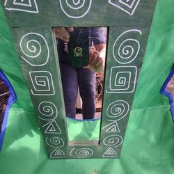 Oblong Pict. Slim Mirror, Green With Hook To hang On Back 