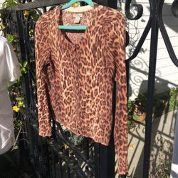 LUCKY BRAND LEOPARD CARDIGAN
