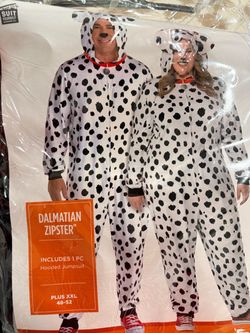 Dalmatian Zipster Hooded Jumpsuit Costume Plus XXL