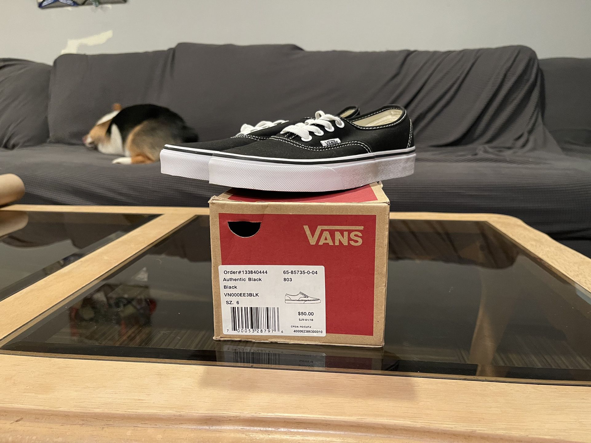 VANS Authentic Shoe Black 6M/7.5W