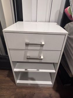 White Bedside Table with charging port