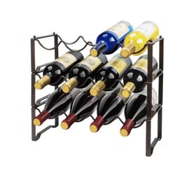 3-Tier tabletop Stackable Freestanding Wine Rack,Standing Bottles Holder Organizer,Wine Storage Shelf,Perfect for Bar,Wine Cellar,Basement,Cabinet,Pan