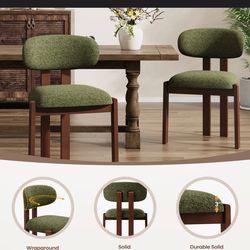 Upholstered Solid Wood Dining Chair with Ergonomic Padded Backrest (Set of 2)  Sealed!