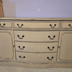 Beige/Tan Solid Antiqued Buffet Dresser