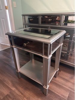 Pier 1 mirror dresser and night stand .