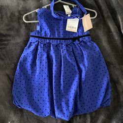 6-12 month Fancy Blue Dress With Matching Headband