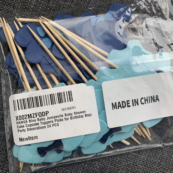New 24 pcs Blue Baby Toppers