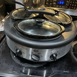  Triple Round Oval 1.5 Quart Stainless Steel Cooker Buffet