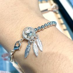 Eye-catching Sterling Silver Dream Catcher Charm Bracelet
