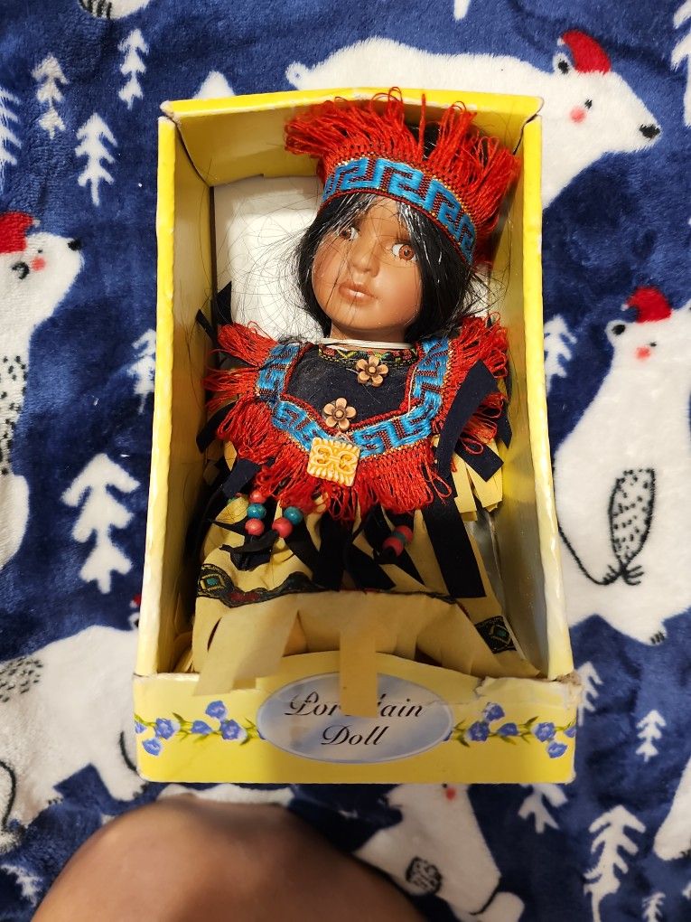   MARKED TO SELL! Vintage Native American Porcelain Doll