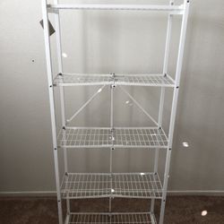 5-Tier White Foldable Steel Shelves