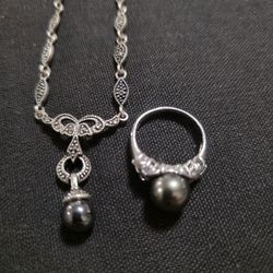 Necklace And Ring Sterling Silver 925 Set 