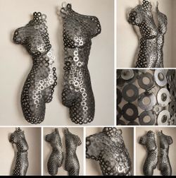 Metal Wall Art Sculpture home decor Grey/Silver set of 2 Torso Holly Lentz