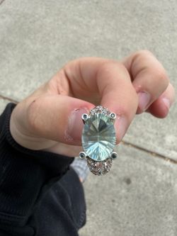 Real diamond , Flourite , Blue topaz ring $700