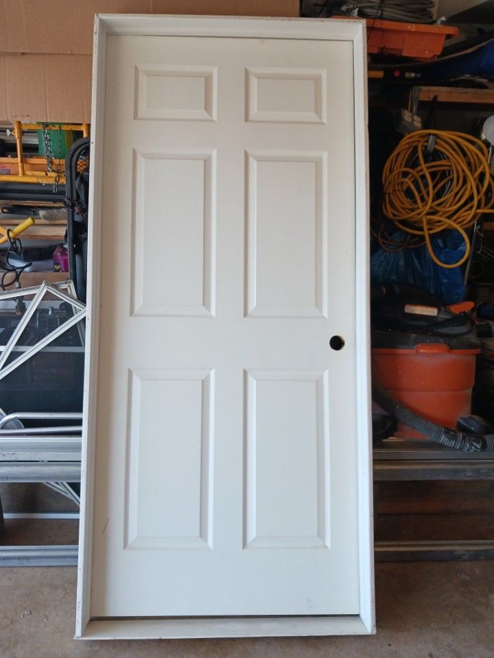 36" Interior Solid Core 6 Panel Left Door With Frame