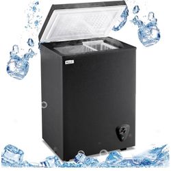 3.5 Cu.Ft Deep Freezer Mini Chest Freezer Small Freezer with Top Open Door and Removable Storage Basket, 7 Gears Temperature Control, Energy Saving, f