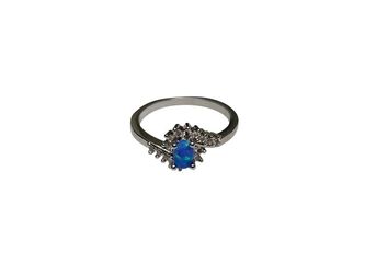 Blue Heart Diamond Surrounded by Genuine Diamonds set in 925 Sterling Silver Ring Size 9