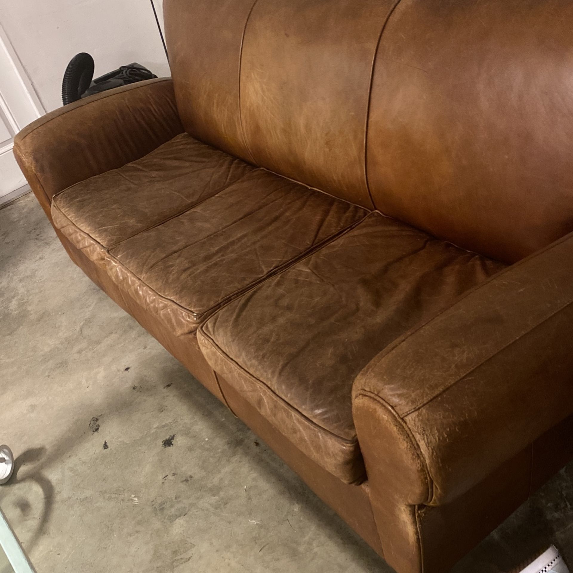 chocolate couch, leather