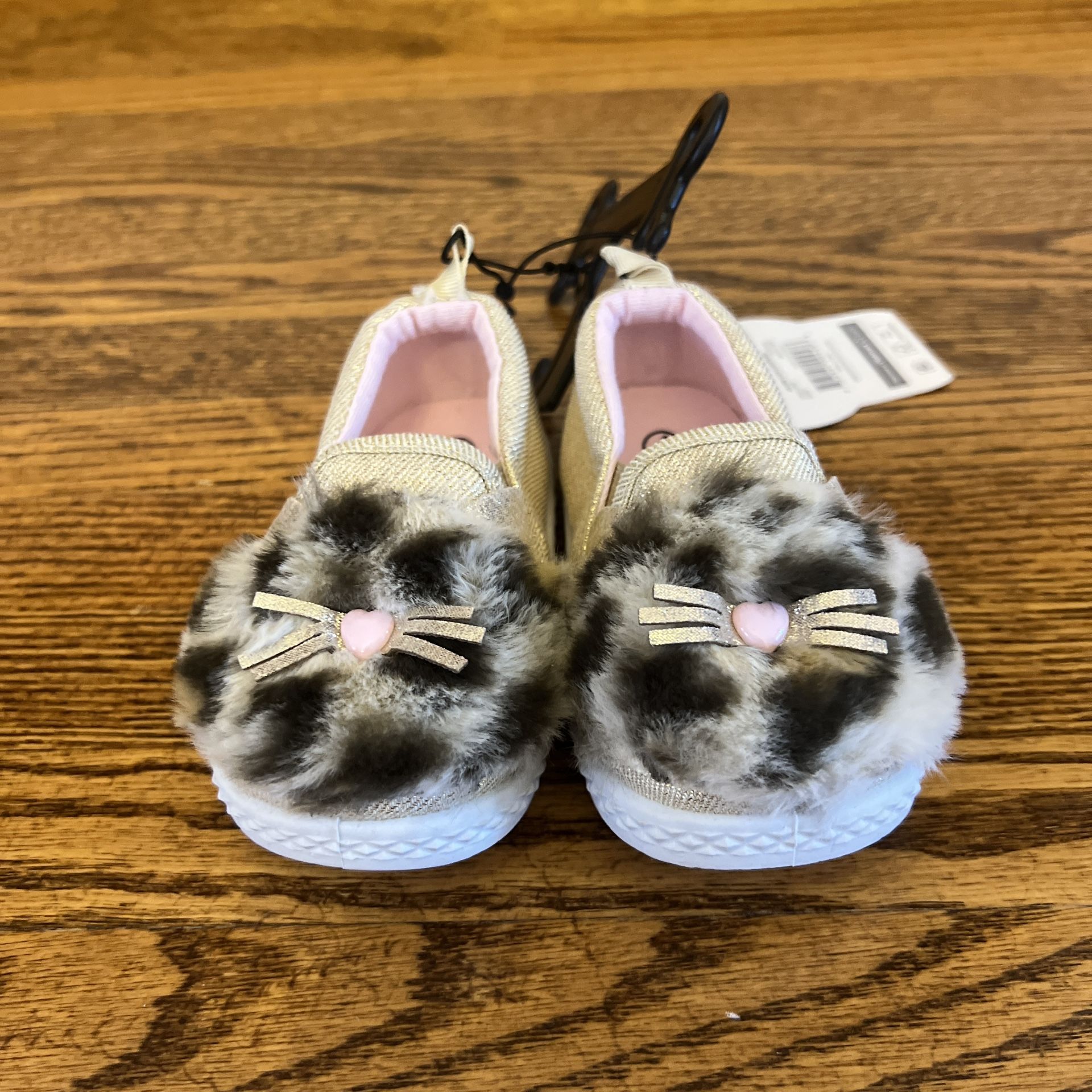 New Baby Shoes sz 4 Leopard Cat Slip On Canvas Hard Sole Wonder Nation NWT