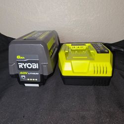 RYOBI 40V Lithium-Ion 6.0 Ah Battery and Charger