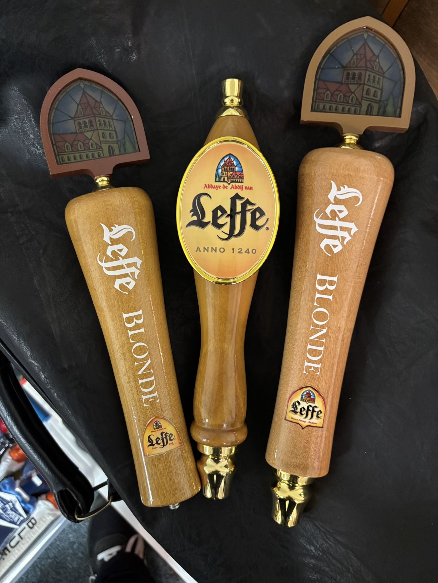 Tap Handles - New Leffe Blonde Short Mini Beer Tap Handle &  New Leffe "Abbaye de Abdij van" Belgian Beer Tap Handle 