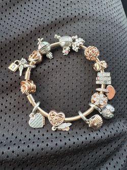 Pandora bangle with 14 charms all original