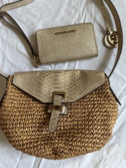 Michael Kor’s Metallic Gold Handbag And Matching Wallet