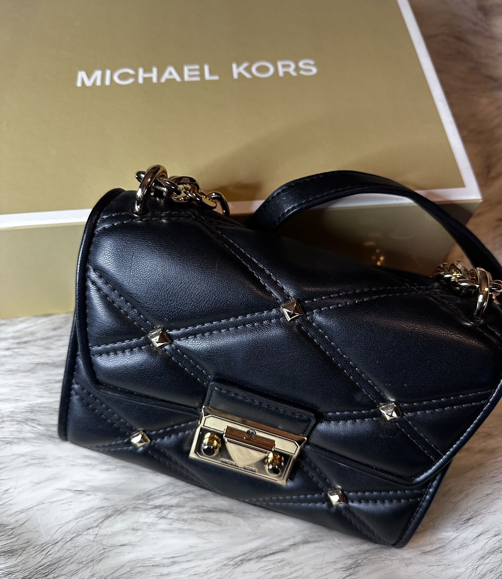 Michael Kors-Serena/ Small Flap Crossbody Bag With Gold Studded Details And Hardware