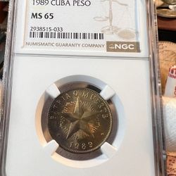 Un Peso De Cuba 1989 Ms65