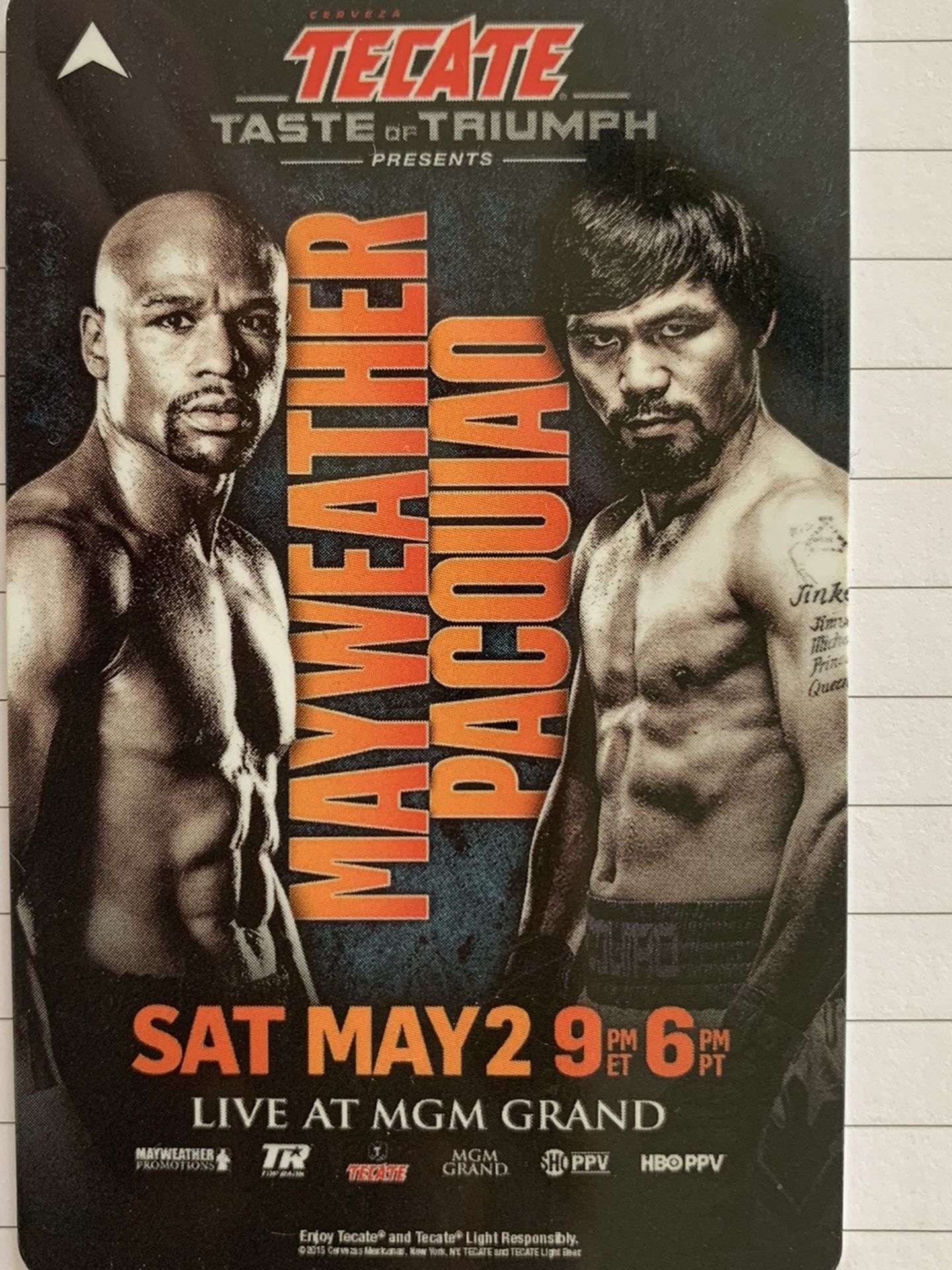 Mayweather Pacquiao Mgm Grand Hotel Key Card