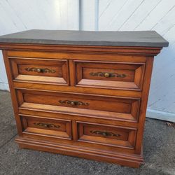 Hekman Night Stand / Small Dresser With Marble Top