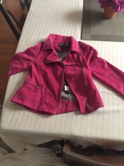 Girls Sz. 7 pink faux suede jacket