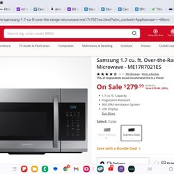 Samsung MicroOver Range 1.7 Cu Ft. "NEW"  $260****Price Change