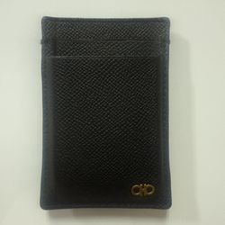FERRAGAMO  Micro Gancio Leather Money Clip Card Holder