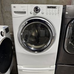 LG White Front Load Gas Dryer 