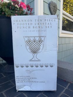 Shannon Crystal Leaded Punch Bowl Set 10 Pieces