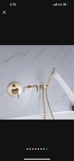Stev Modern Single Handle Wall-Mount Swivel Tub Filler Faucet With Handshower Brass And Black Sh39