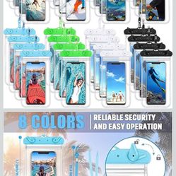 New 32 Pieces Waterproof Phone Pouch Bulk Universal Multicolor Cellphone Case Ipx8 Waterproof up to Smartphone 6.9 Inch for Cruise Gifts Beach Pool Pa