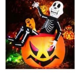 13 FT Halloween Inflatables Skel.Pumpkin