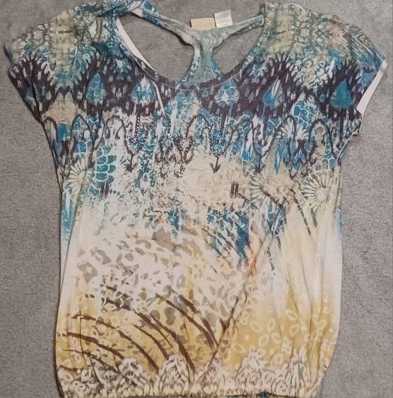 Women's Size Large Daytrip Shirt Short Sleeve Open Back