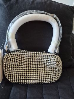 SILVER RHINESTONE PURSE W CHAIN BY CALEESA