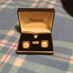 Swank Hand Engraved Cufflinks And Tie Pin