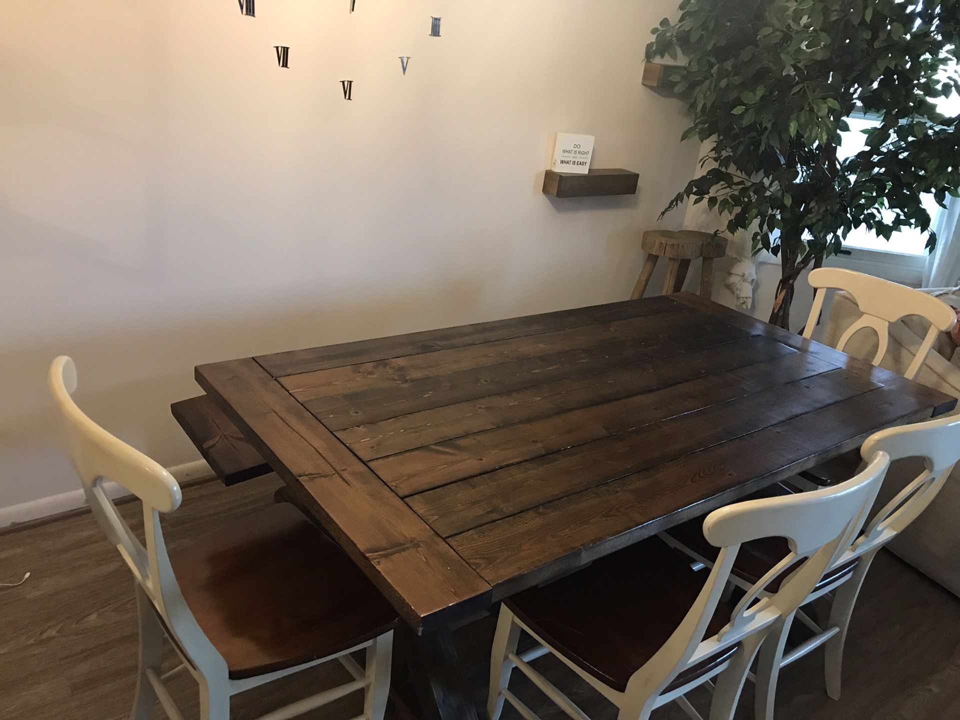 Custom Farmhouse Table w Bench and 4 chairs