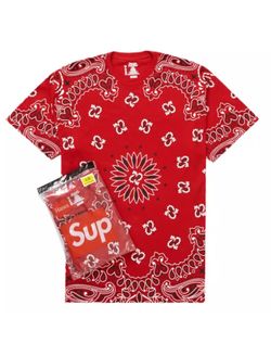 Supreme Hanes Bandana Short Sleeve Tee Shirt Red (2 Pack) size 2xl