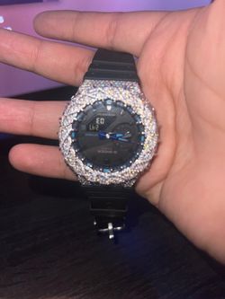 Custom Iced Out G-Shock "CasiOak" - Black & Blue Dial