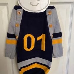 👶 NEW One Piece Boys 0 - 12 Months Blue 01 Jersey Baby Sack Long Sleeve Knit Sweater