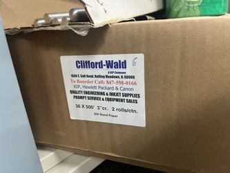 2-36”x500’ 20# Paper Rolls For Plotter