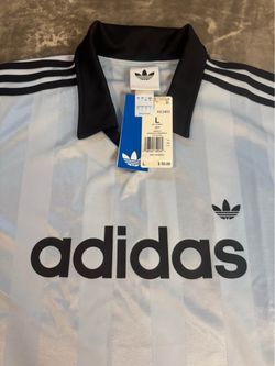 Adidas Originals Archive Collar Jersey Men’s L Sky Blue Black Soccer  NWT